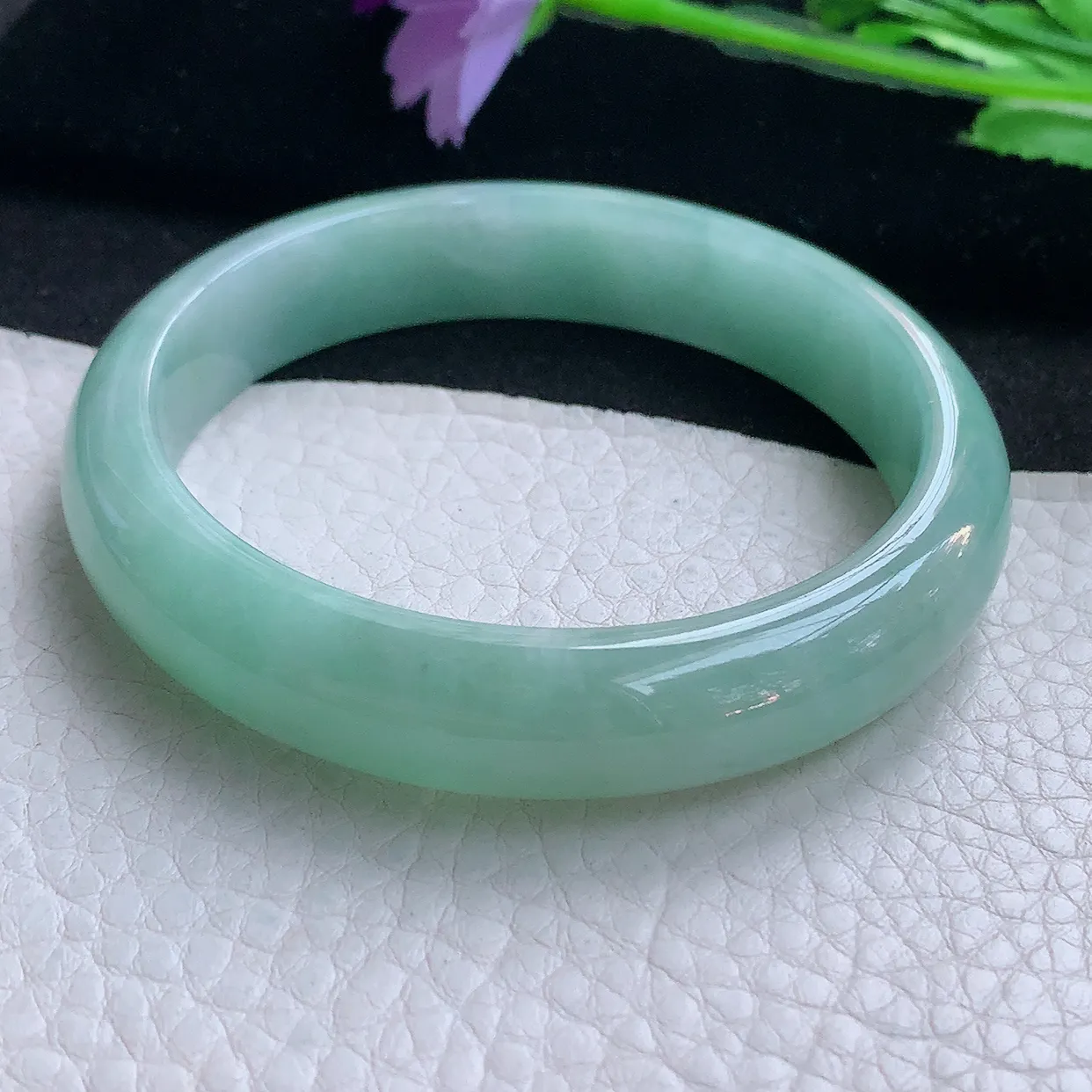 nr自然光58*12.5*7.5平安镯 缅甸翡翠A货玉手镯水绿宽边玉手环