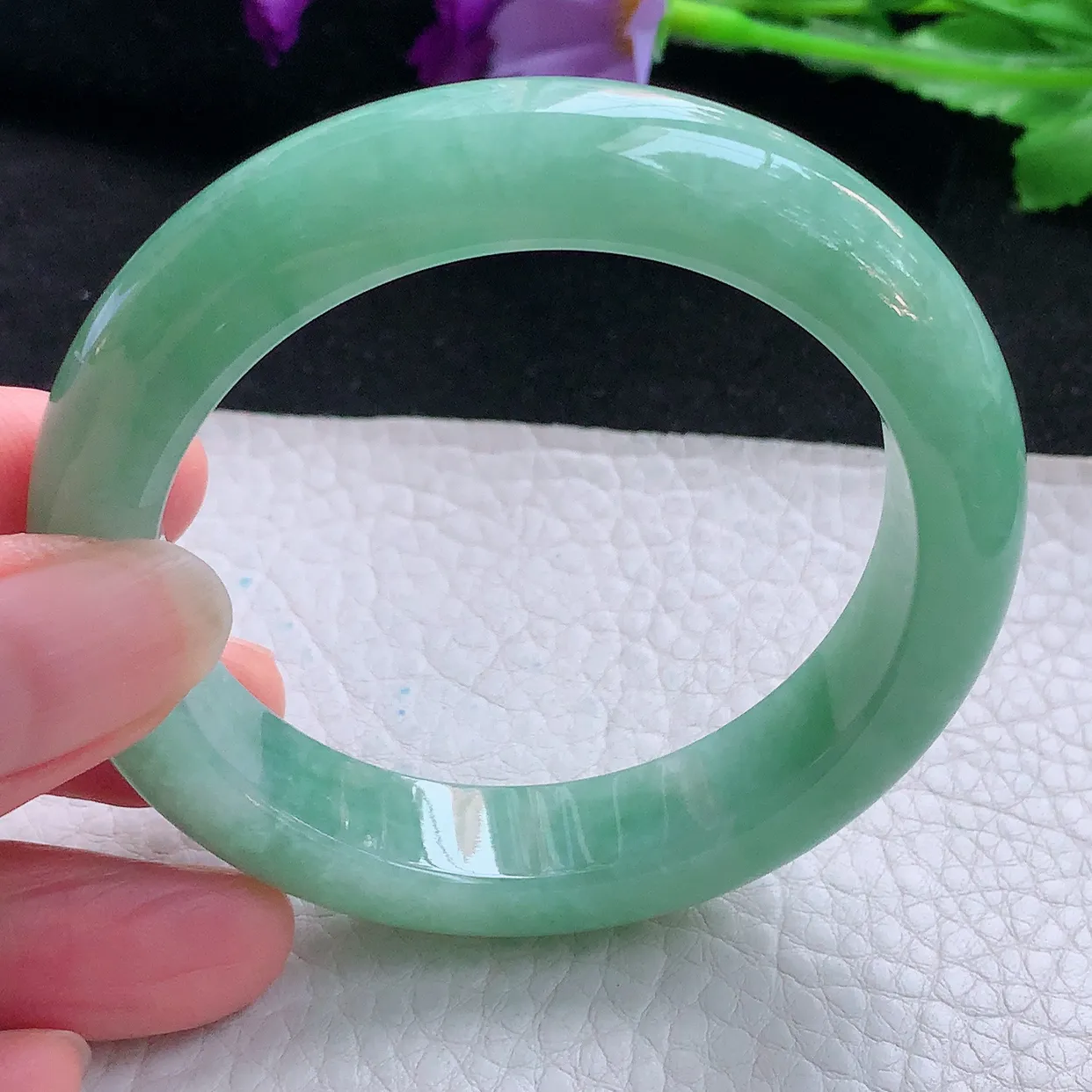 nr自然光54*12.5*9平安镯 缅甸翡翠A货玉手镯满绿水润宽边玉手环