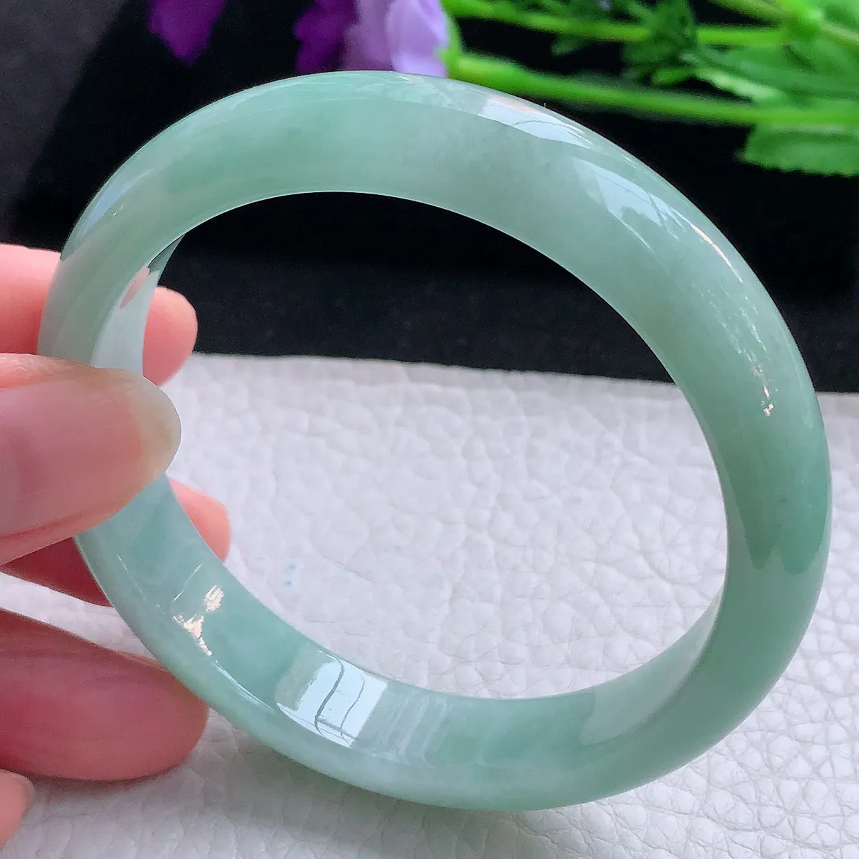 nr自然光58*12.5*7.5平安镯 缅甸翡翠A货玉手镯水绿宽边玉手环