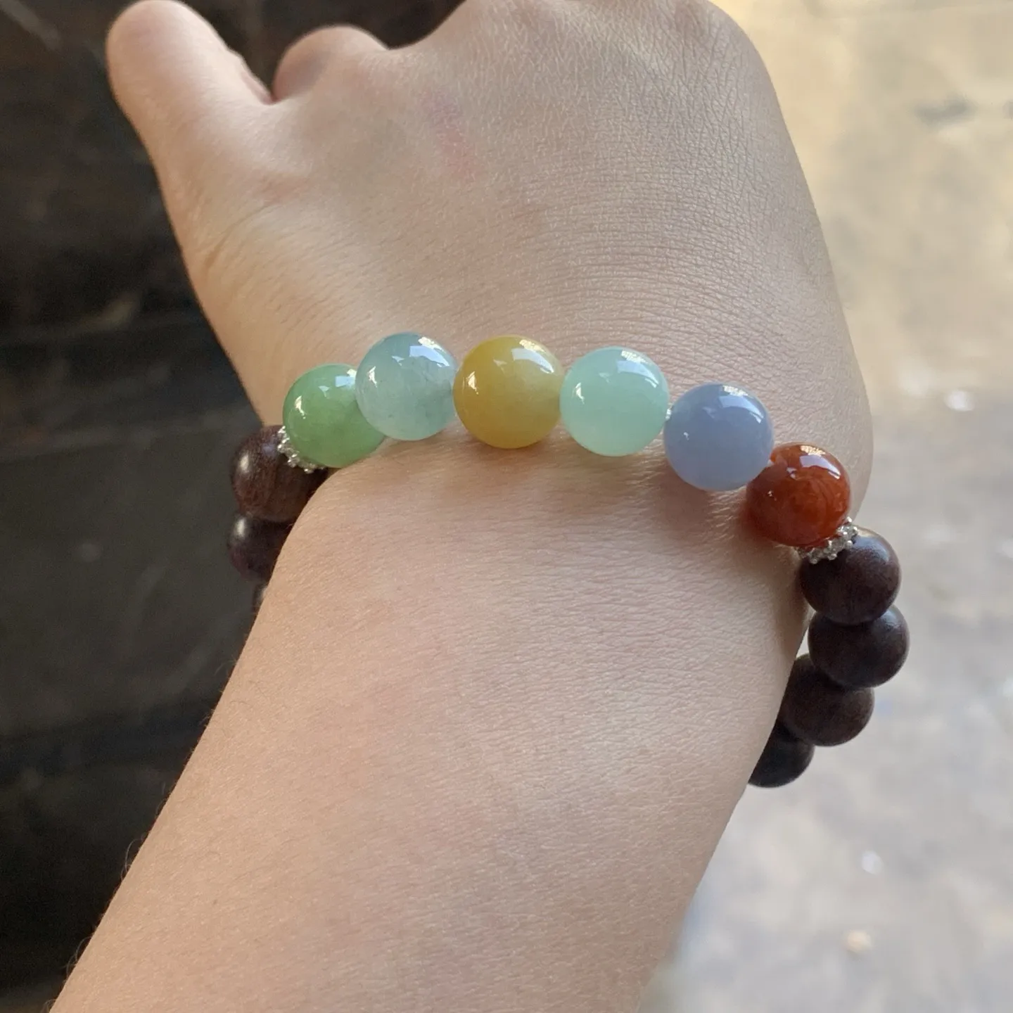 多彩大颗手串^_^鲜艳