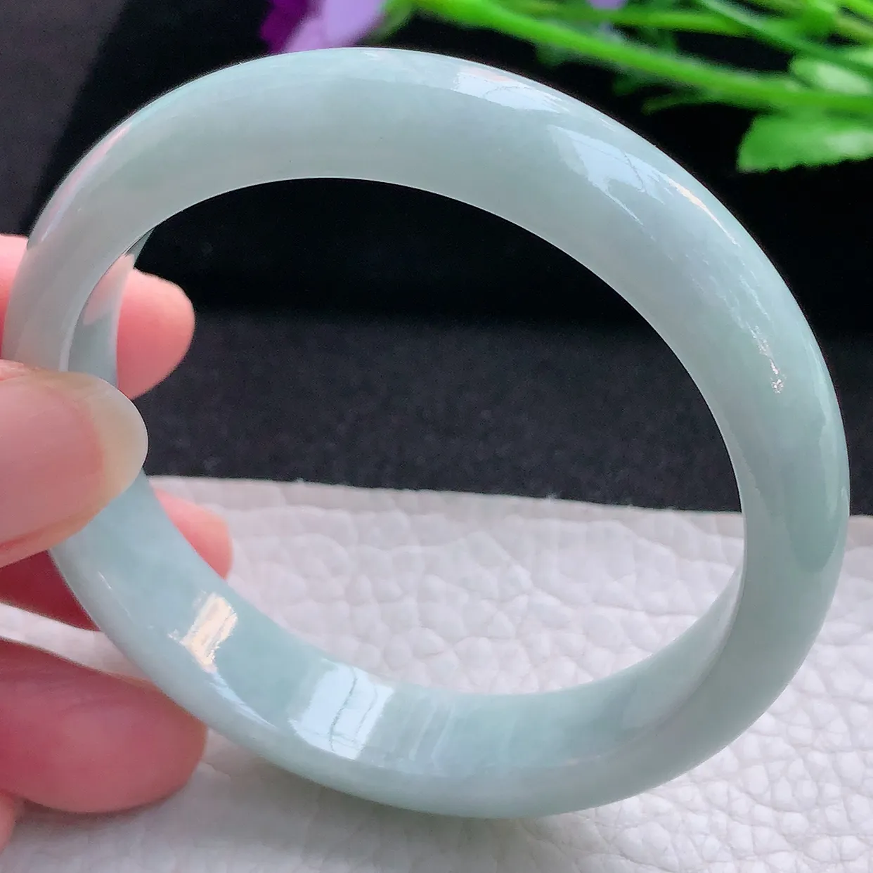 ll自然光56.5*12.5*7.3平安镯 缅甸翡翠A货玉手镯招财清纯宽边玉手环