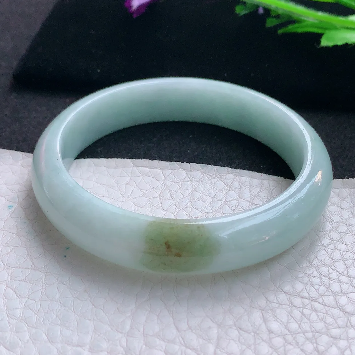 ll自然光56.5*12.5*7.3平安镯 缅甸翡翠A货玉手镯招财清纯宽边玉手环