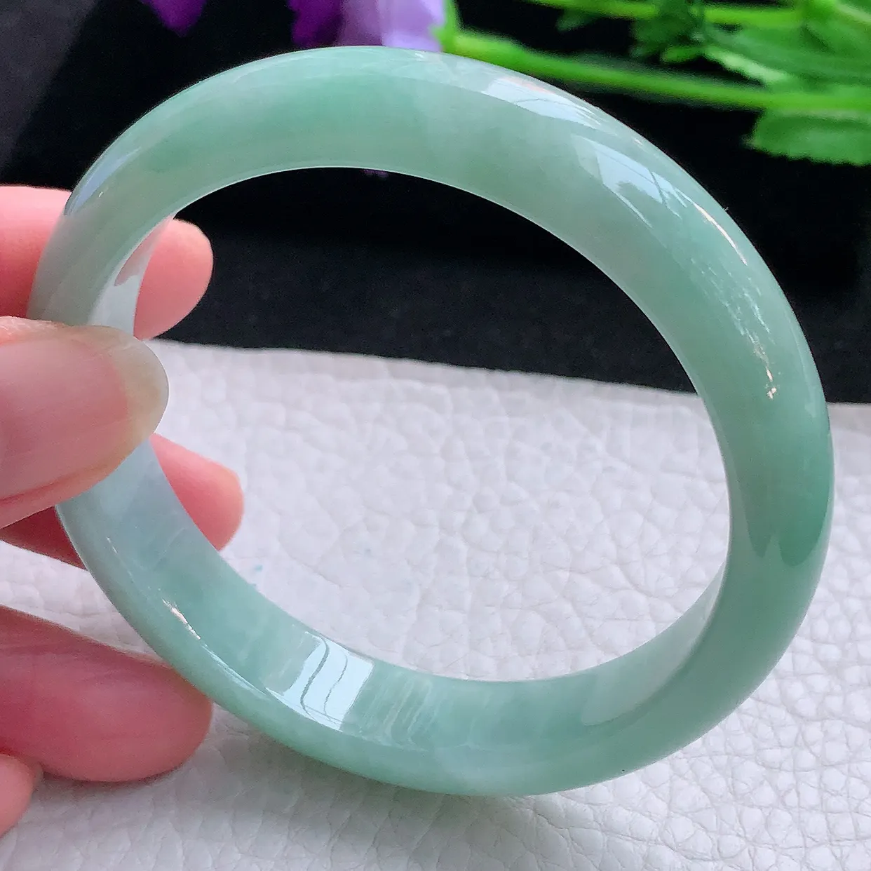 nr自然光58*12.5*7.5平安镯 缅甸翡翠A货玉手镯水绿宽边玉手环