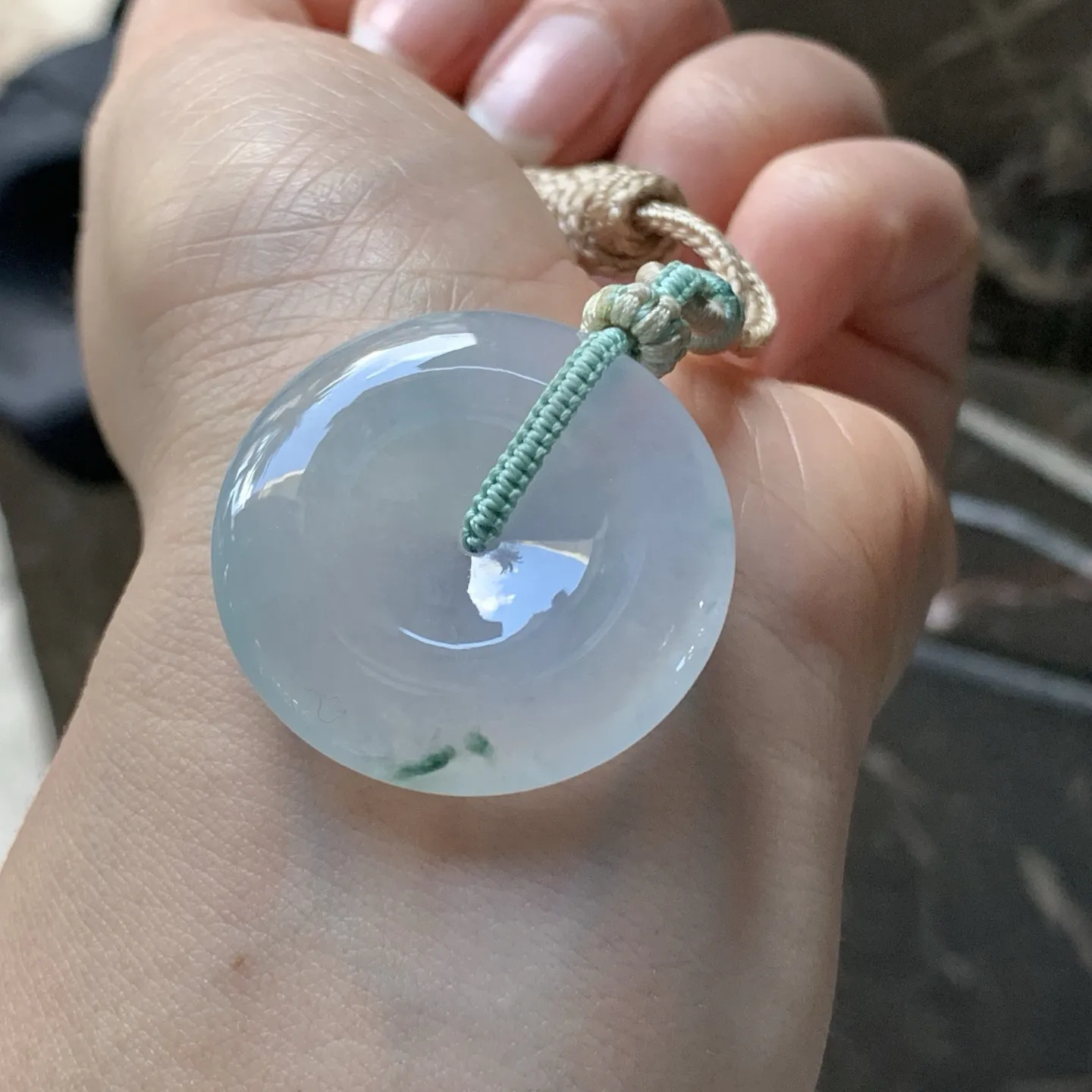 蓝花平安扣^_^玉质温润 细腻