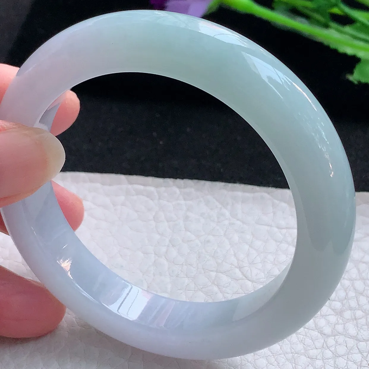 hy自然光56*12.3*9.5平安镯 缅甸翡翠A货玉手镯淡雅清新厚装宽边玉手环