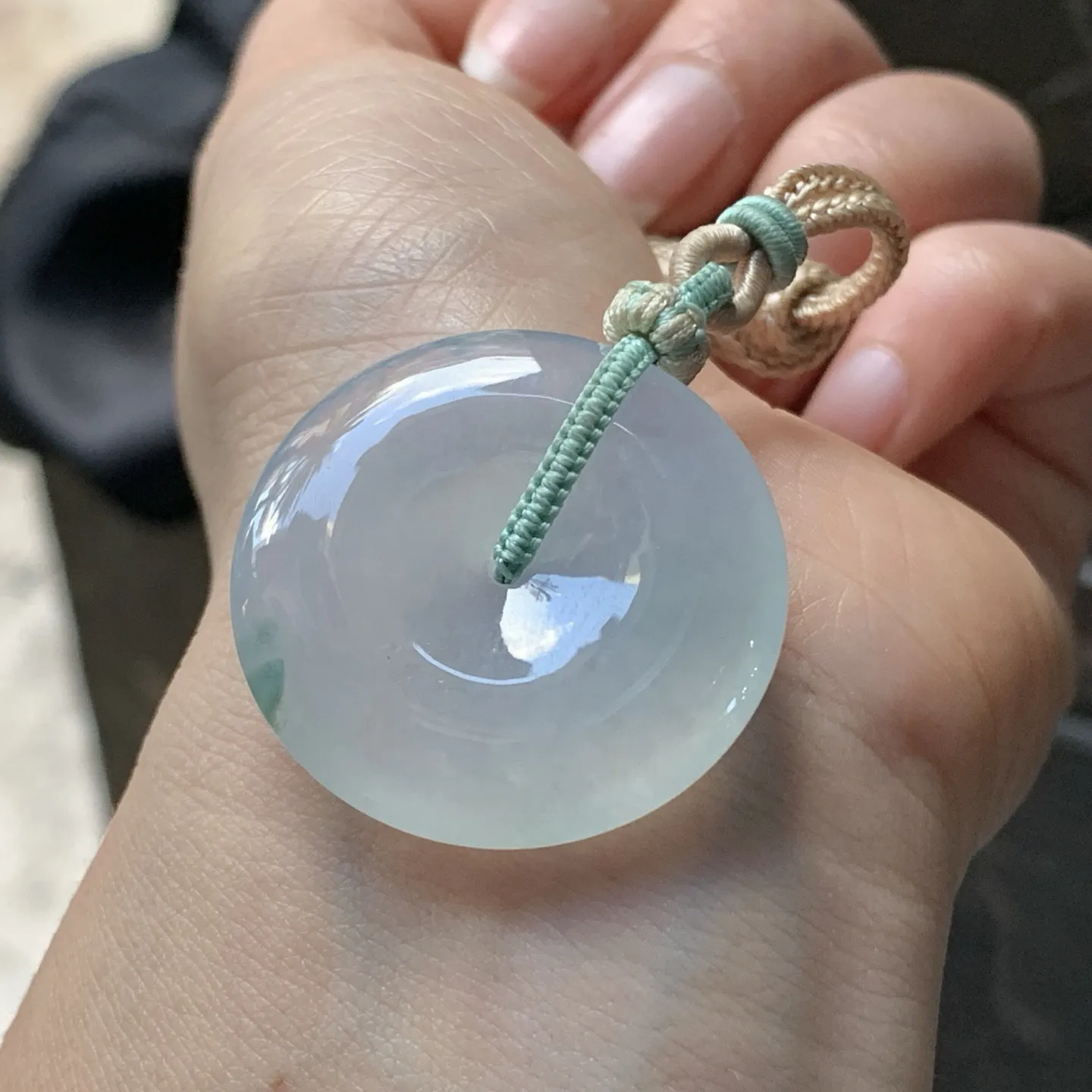 蓝花平安扣^_^玉质温润 细腻