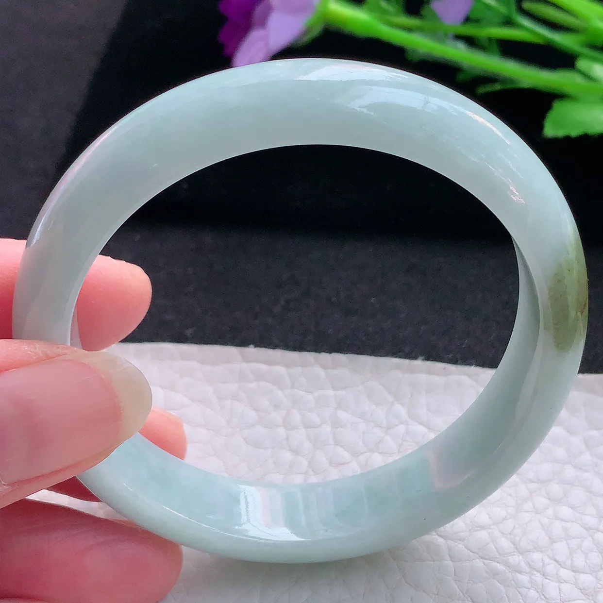 ll自然光56.5*12.5*7.3平安镯 缅甸翡翠A货玉手镯招财清纯宽边玉手环