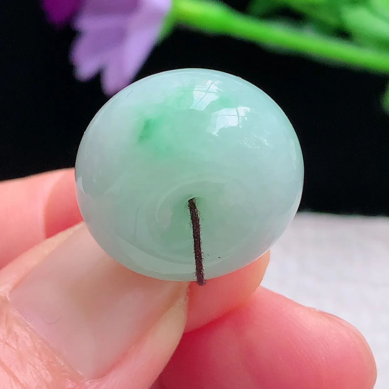 py实拍20.2*11.6缅甸翡翠精雕水润飘绿路路通 财运亨通玉项坠 玉挂件