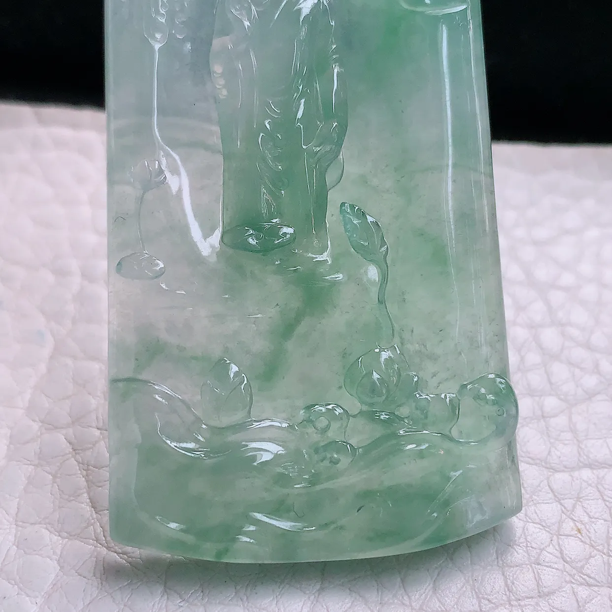 yl实拍56.5*34.2*5.3缅甸翡翠精雕冰晴山水佛祖 大日如来佛祖玉项坠 玉挂件