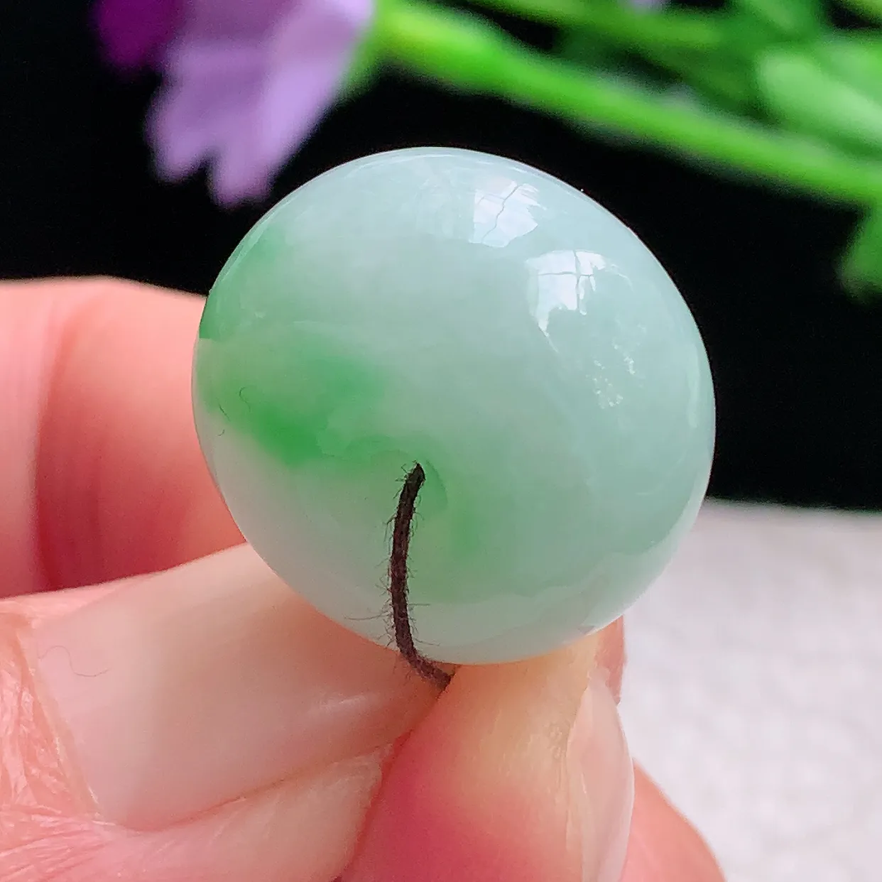 py实拍20.2*11.6缅甸翡翠精雕水润飘绿路路通 财运亨通玉项坠 玉挂件