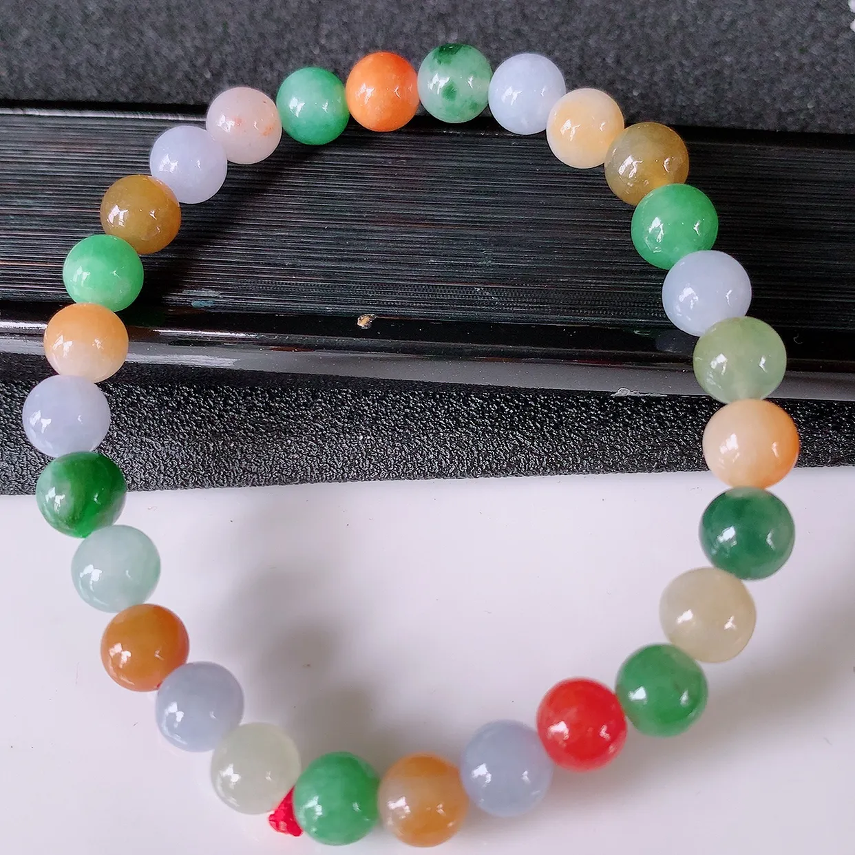 自然光实拍，冰多宝翡翠手链，多彩翡翠手串，颜色丰富，料子细腻，高档大气， 自戴送礼佳品！#46.30取一尺寸6.8