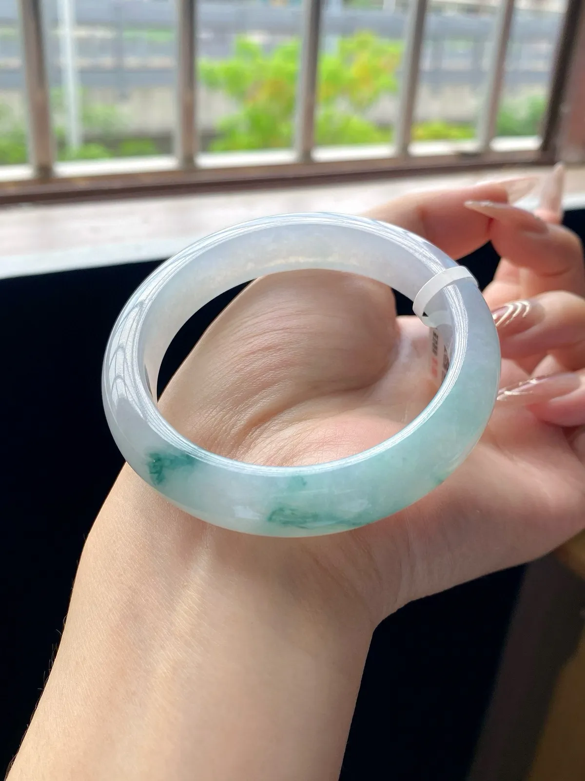 正圈54.5圈口，翡翠冰糯种飘花手镯