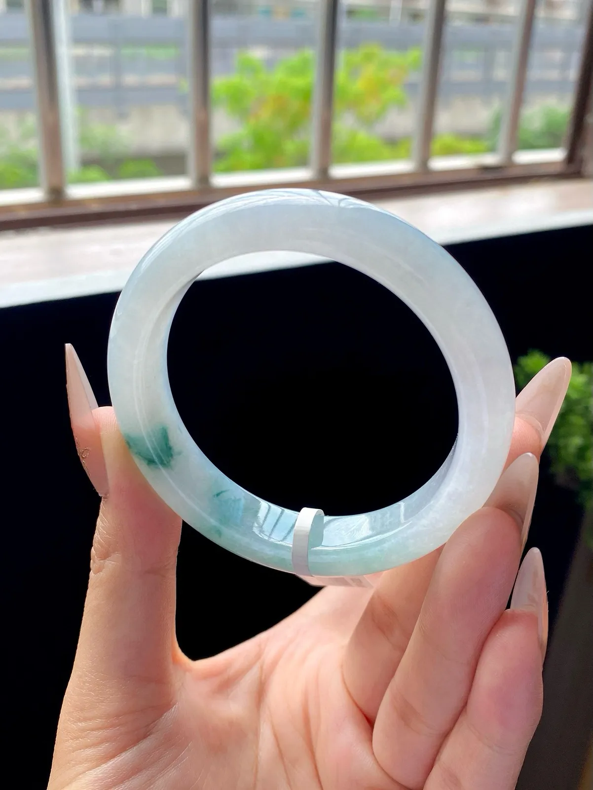 正圈54.5圈口，翡翠冰糯种飘花手镯