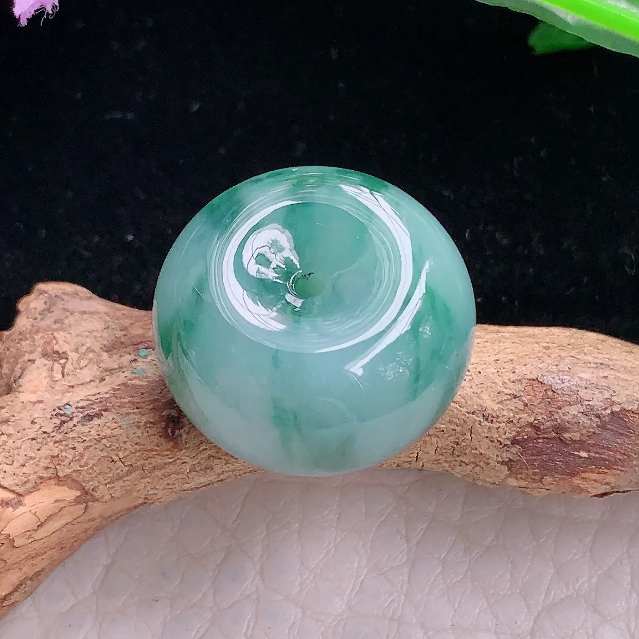 yn实拍21*12.3缅甸翡翠精雕冰飘花路路通 财运亨通玉项坠 玉挂件