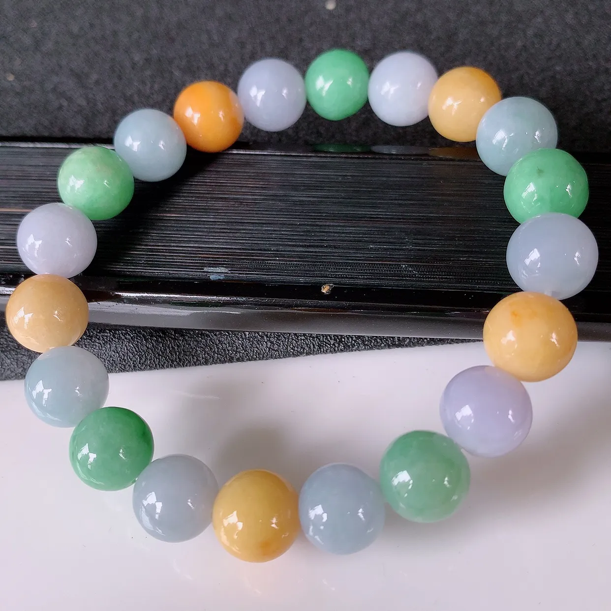 自然光实拍，冰润多宝翡翠手链，多彩翡翠手串，颜色丰富，料子细腻，高档大气， 自戴送礼佳品！#46.3