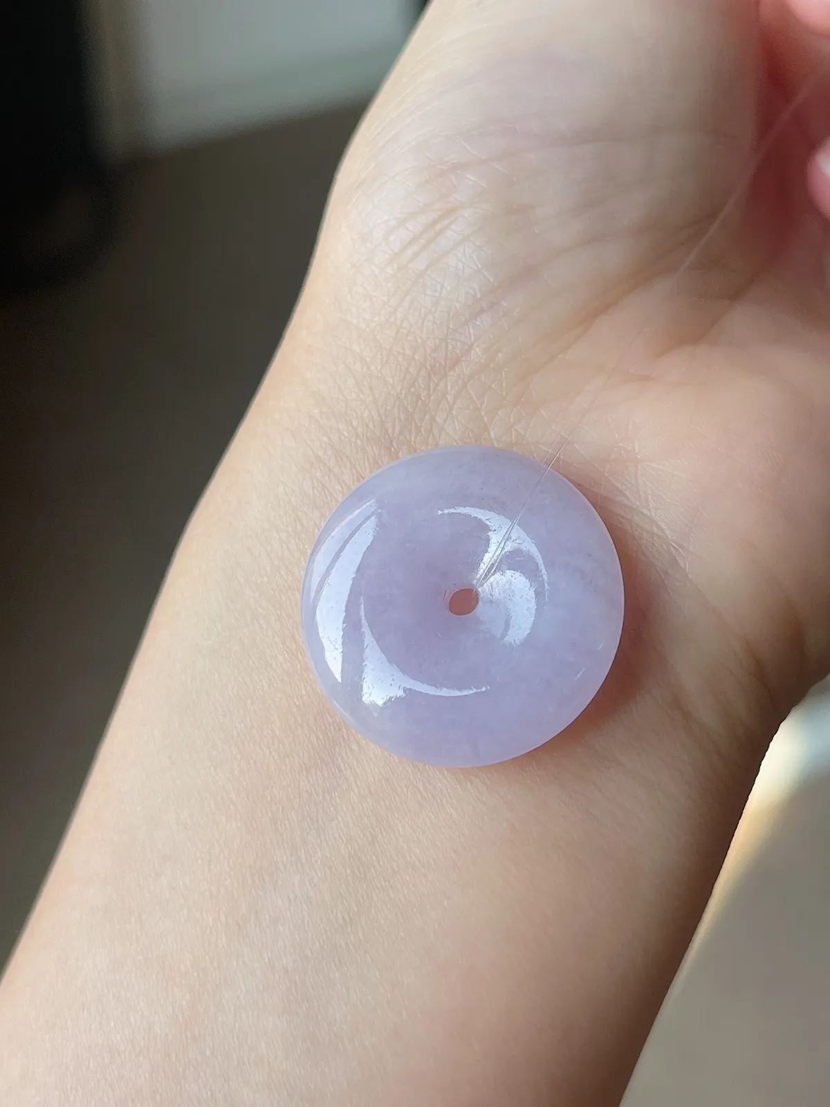 翡翠冰糯种紫色平安扣