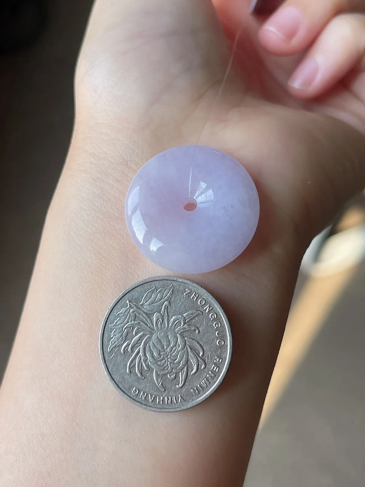 翡翠冰糯种紫色平安扣