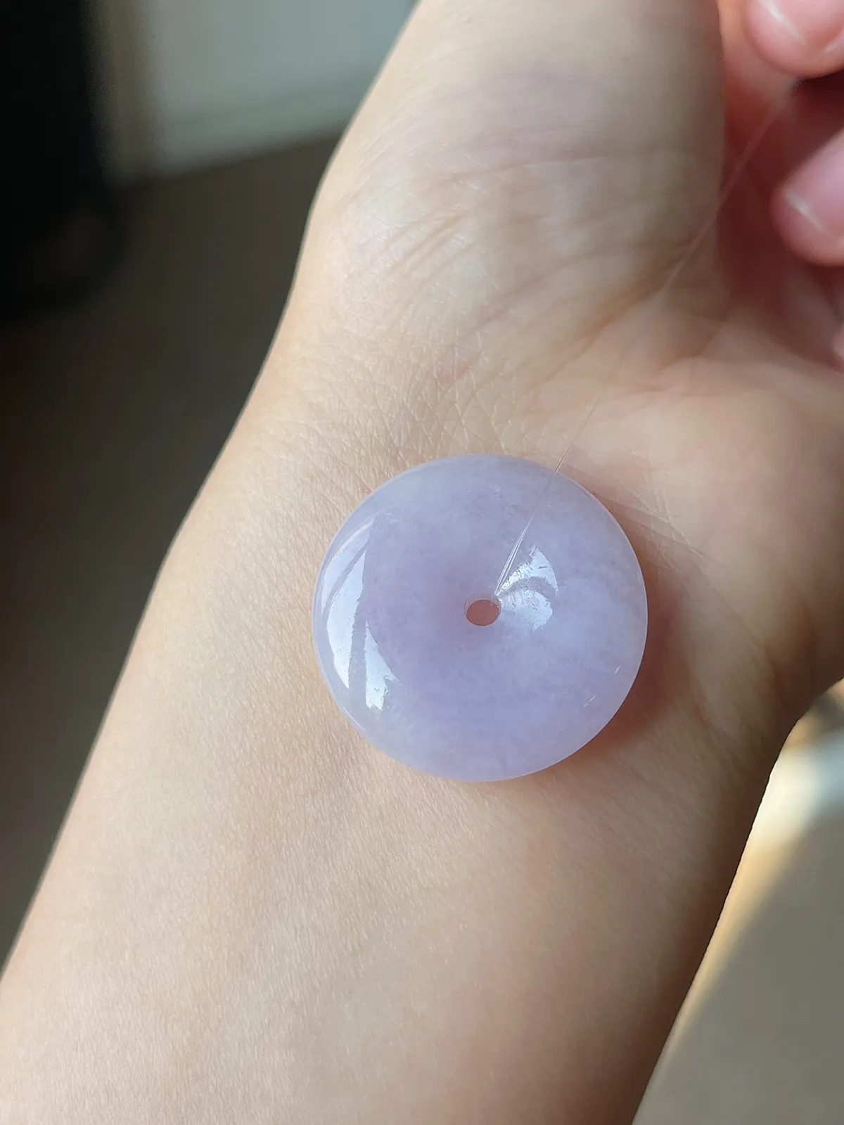 翡翠冰糯种紫色平安扣