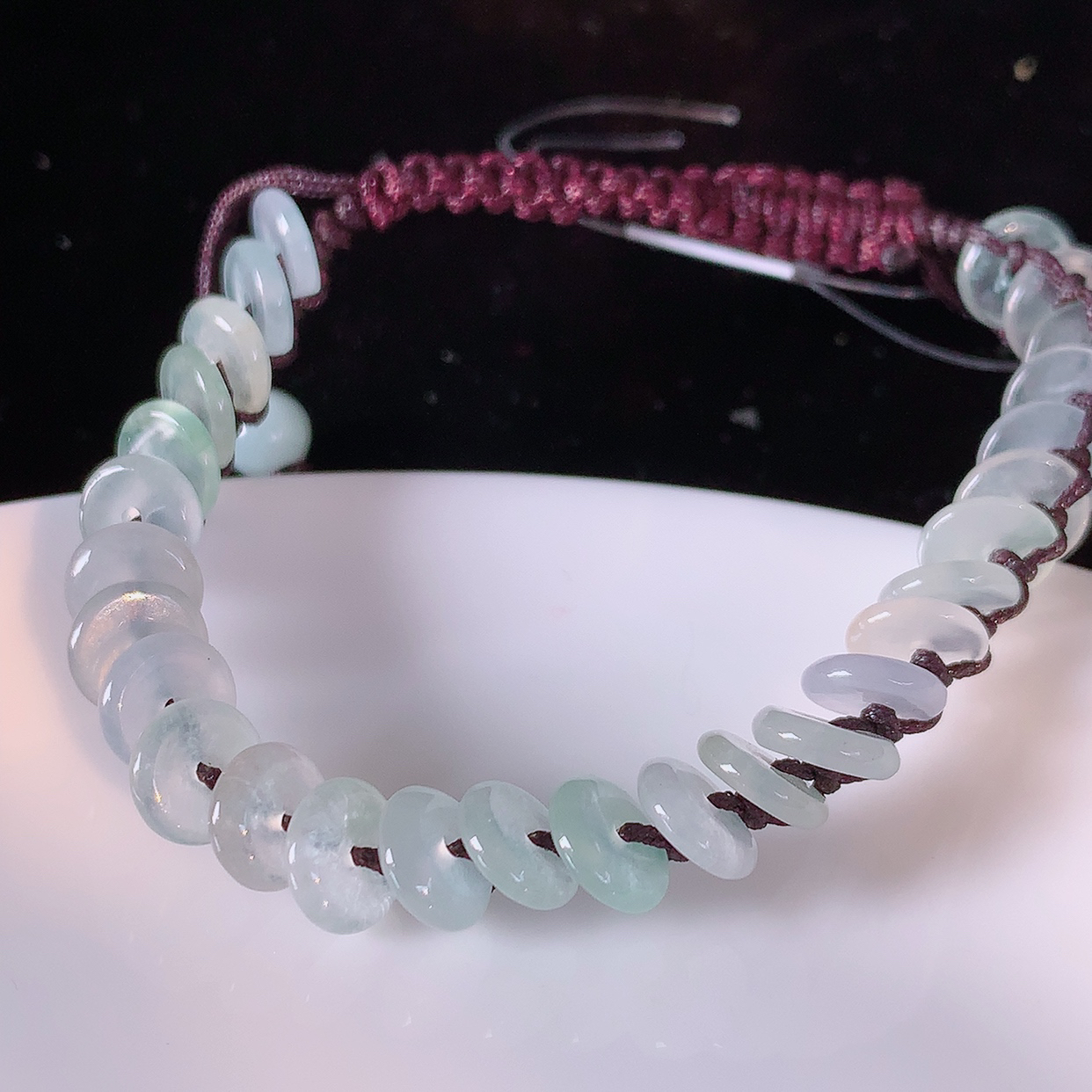 自然光实拍，冰种翡翠平安扣手串手链，种老水足，冰清玉润  颜色漂亮  #49.2取一尺寸6.8