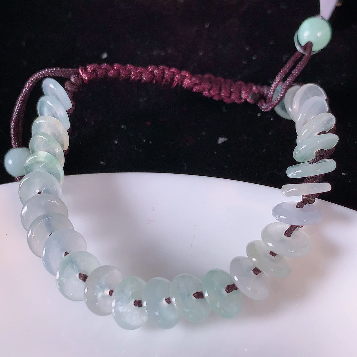 自然光实拍，冰种翡翠平安扣手串手链，种老水足，冰清玉润  颜色漂亮  #49.2取一尺寸6.8