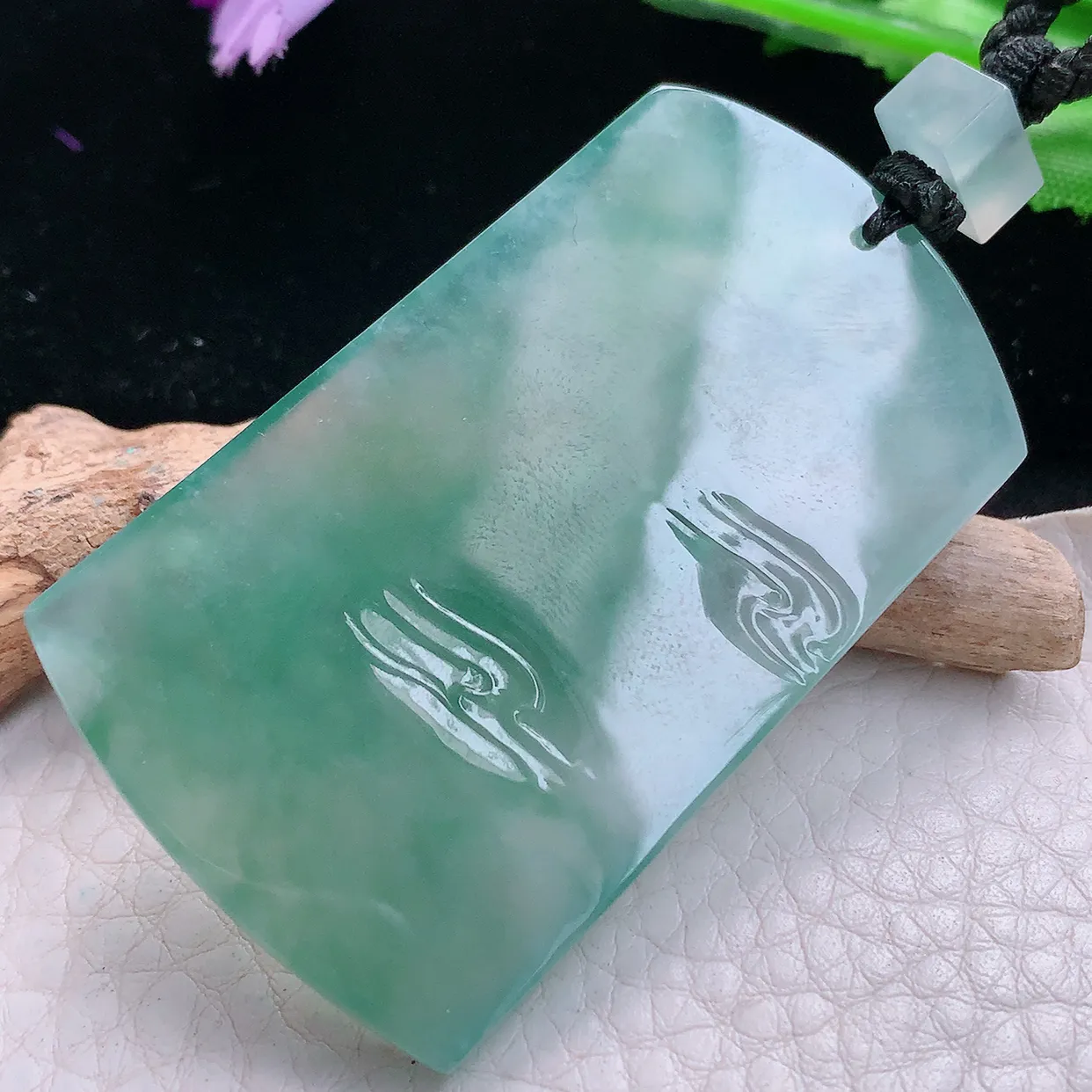 yl实拍56.5*34.2*5.3缅甸翡翠精雕冰晴山水佛祖 大日如来佛祖玉项坠 玉挂件