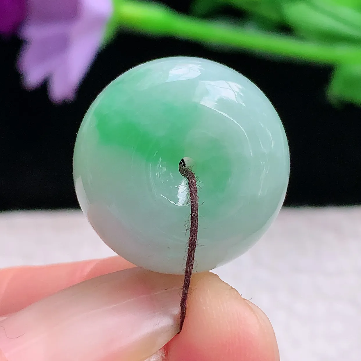 py实拍20.2*11.6缅甸翡翠精雕水润飘绿路路通 财运亨通玉项坠 玉挂件