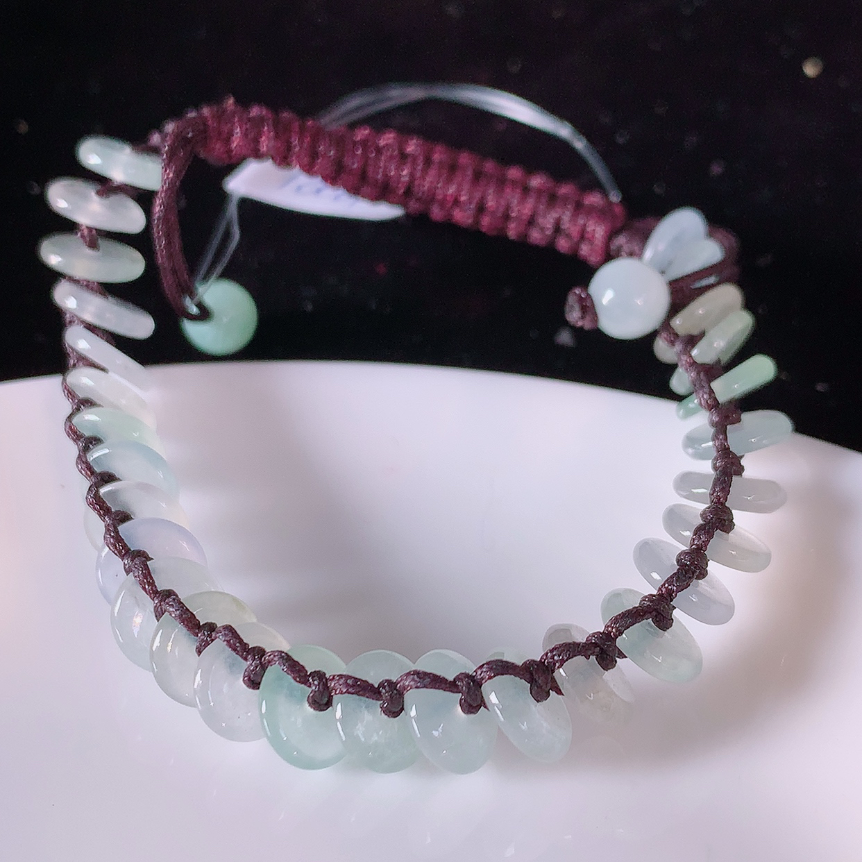 自然光实拍，冰种翡翠平安扣手串手链，种老水足，冰清玉润  颜色漂亮  #49.2取一尺寸6.8