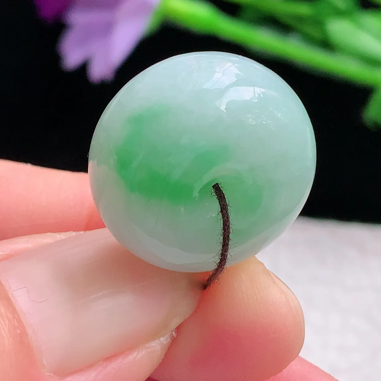 py实拍20.2*11.6缅甸翡翠精雕水润飘绿路路通 财运亨通玉项坠 玉挂件