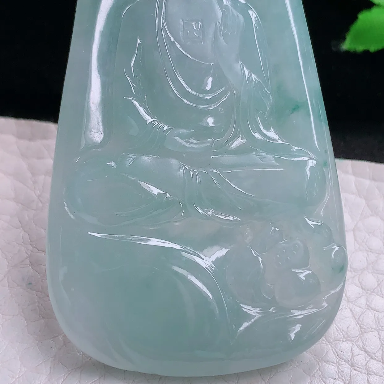 yn实拍65.8*38.3*5.6缅甸翡翠精雕晴水蓝韵大日如来玉项坠 玉挂件