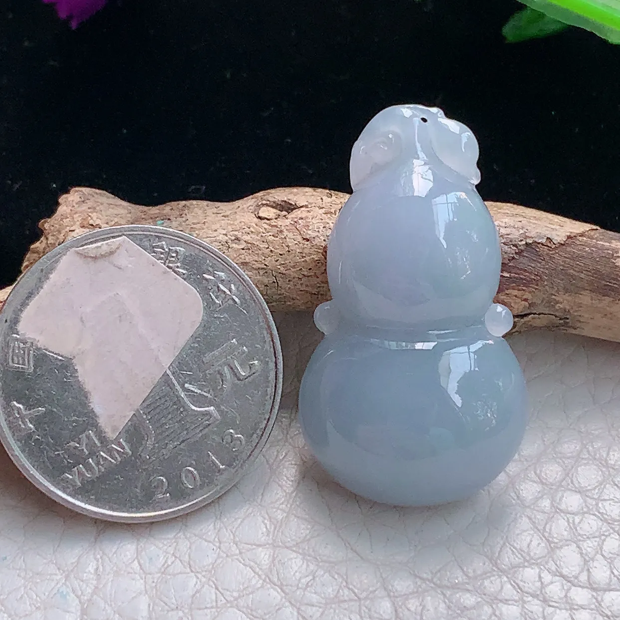 lz实拍34*19.5*7.8缅甸翡翠精雕紫罗兰饱满葫芦 玉葫芦玉项坠 玉挂件