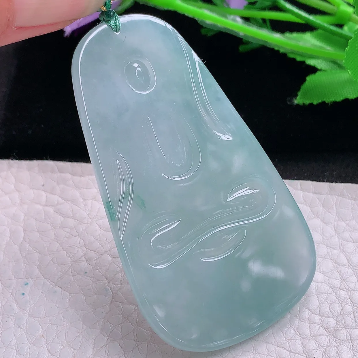 yn实拍65.8*38.3*5.6缅甸翡翠精雕晴水蓝韵大日如来玉项坠 玉挂件