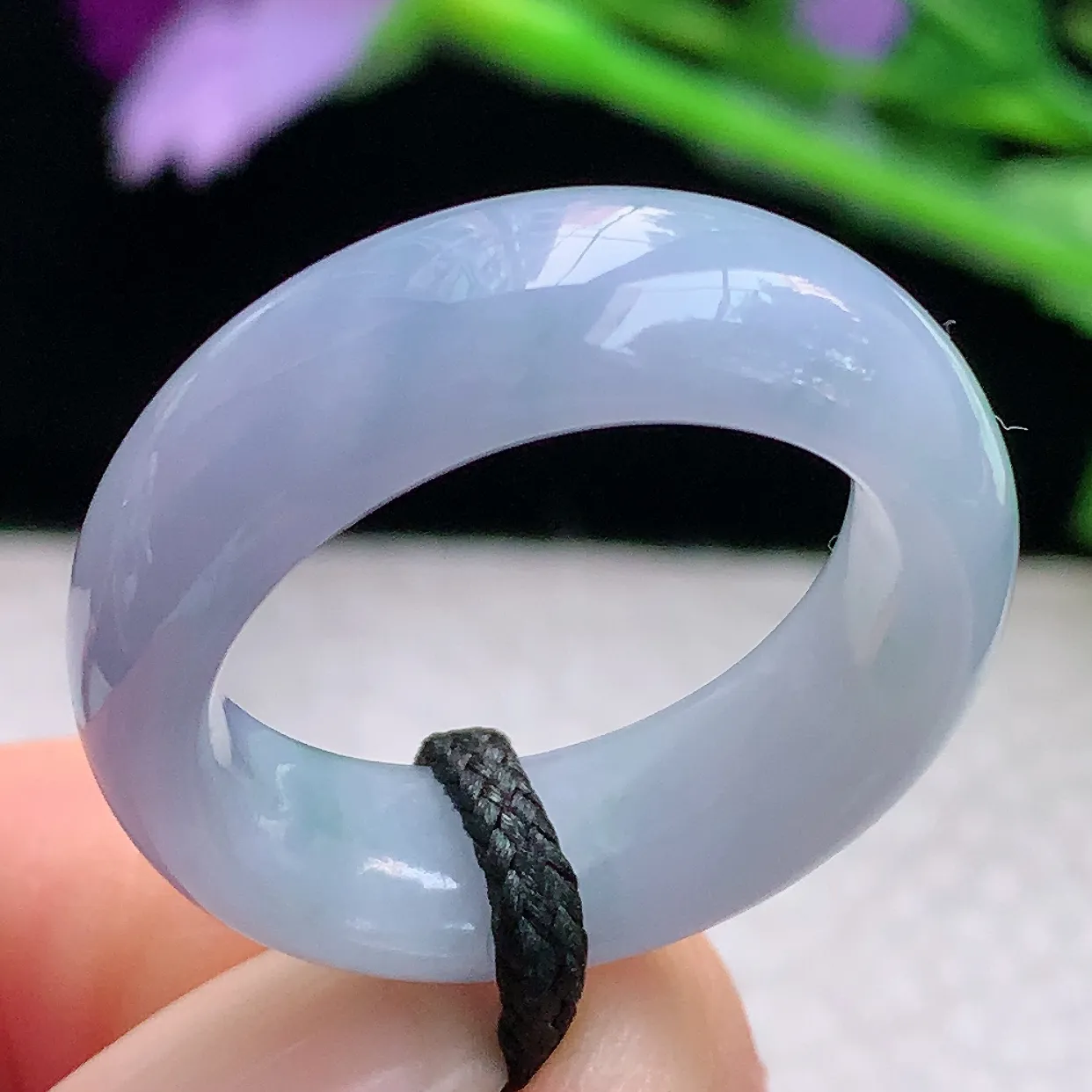 lz实拍19*7.5*4缅甸翡翠精雕紫罗兰19mm内径宽边指环 玉戒指