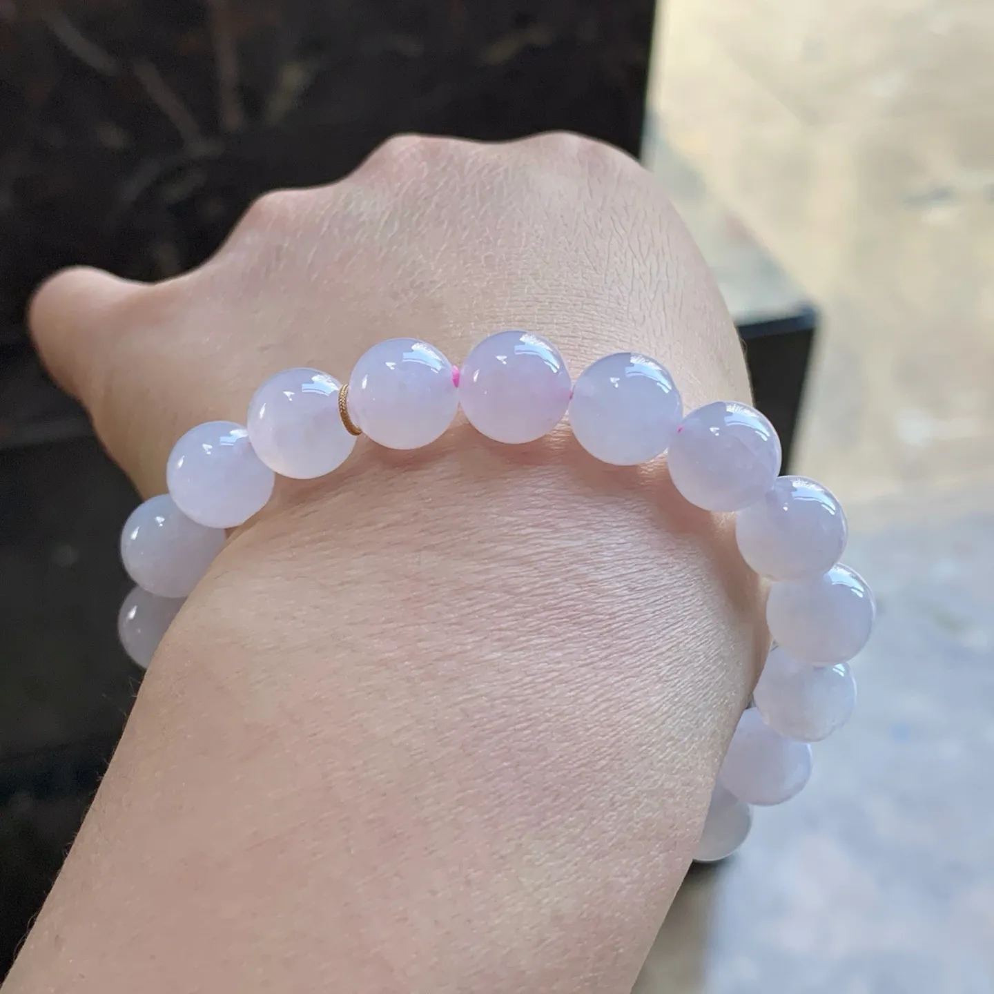 冰种粉紫手串^_^清新 水润