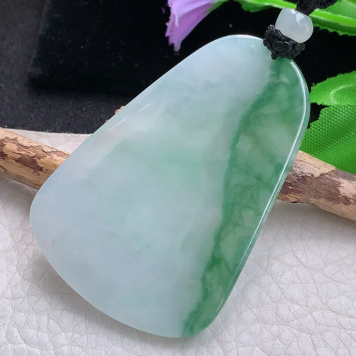 yl实拍62.8*42.6*6.2缅甸翡翠精雕冰飘花普贤菩萨 生肖守护神玉挂件