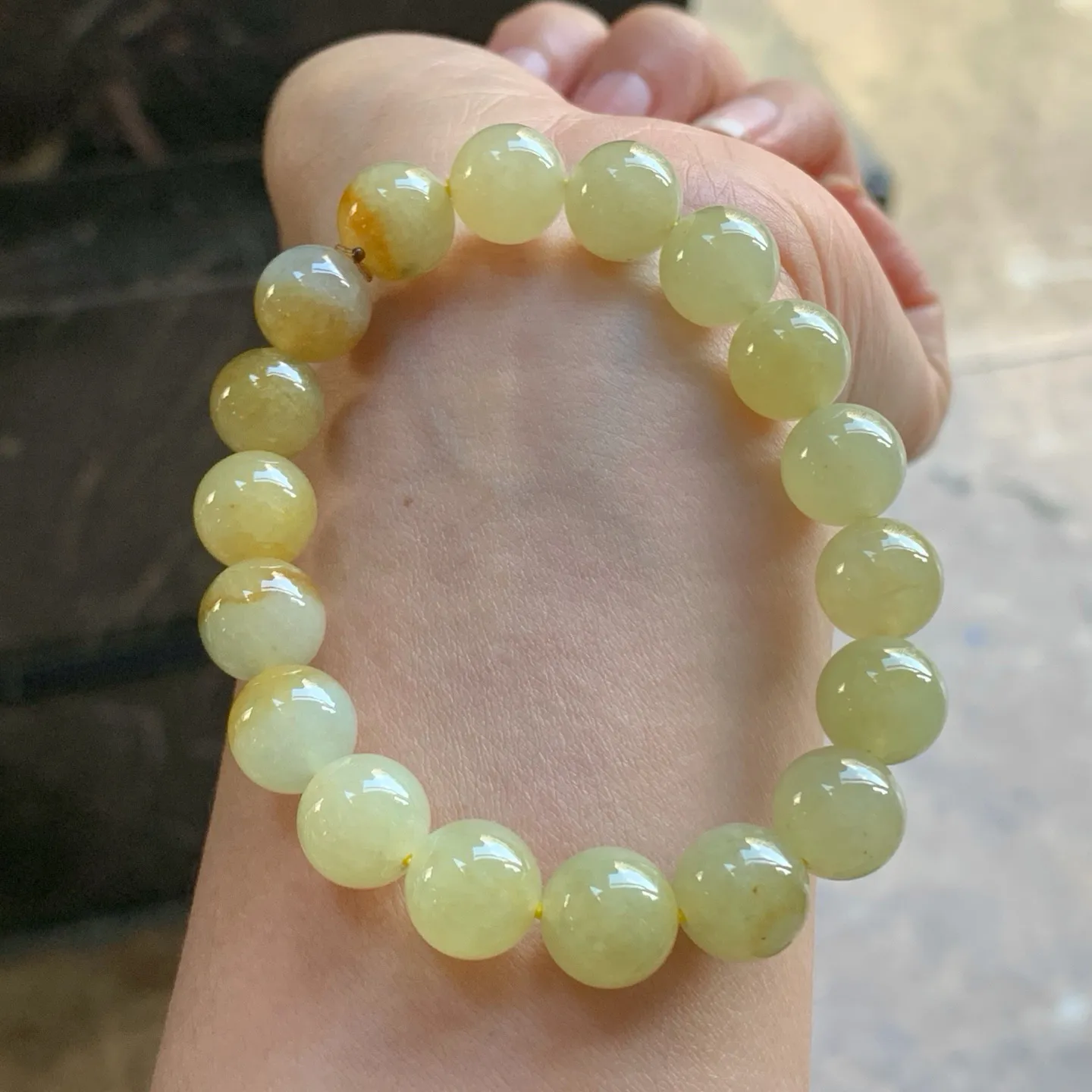 黄翡手串^_^种水足 鲜艳好看