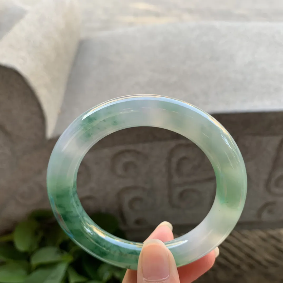 圈口55.7-11.2 【冰辣绿圆条手镯】圆条55 56可戴