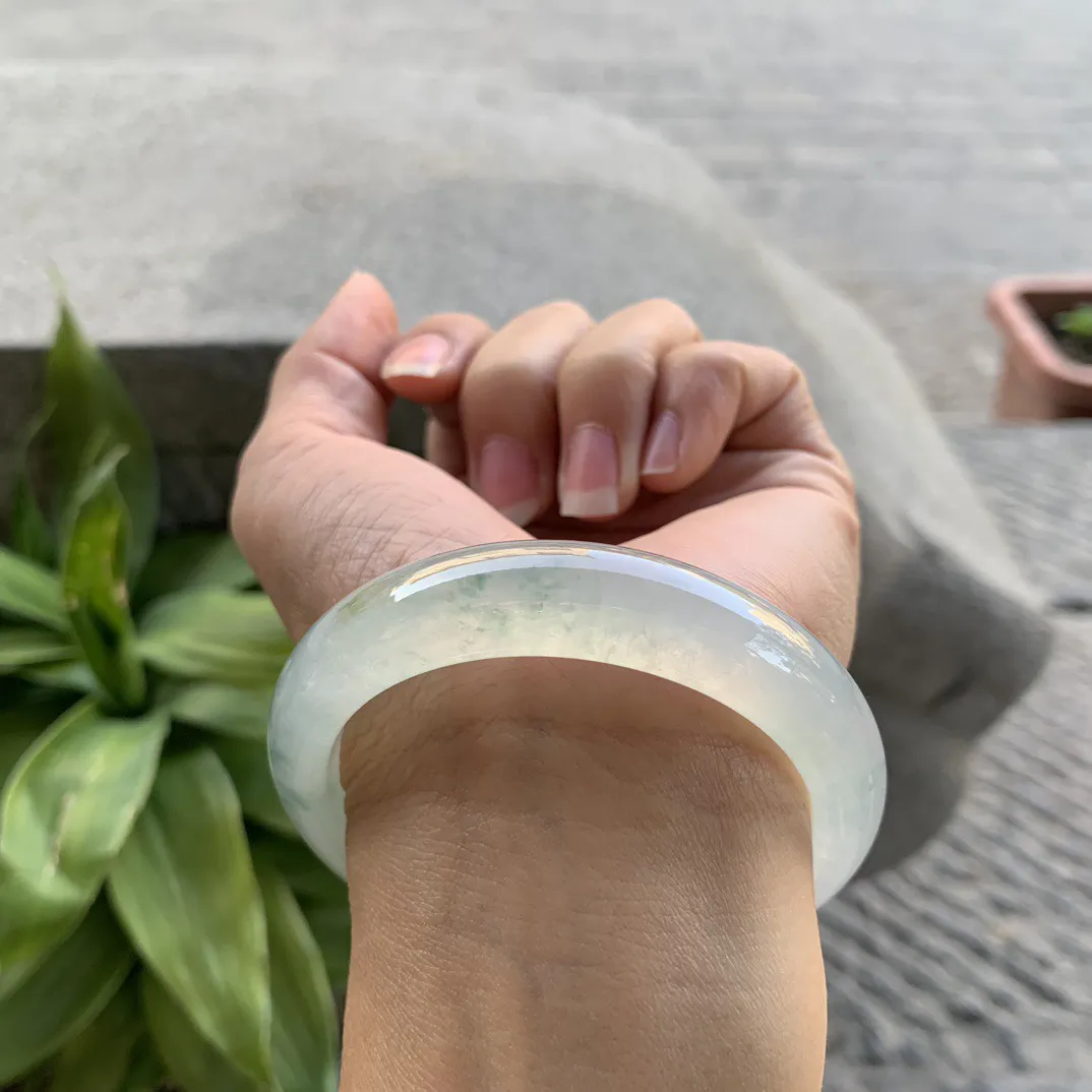 圈口54.3-12.9-8.4 【高冰飘花正圈手镯】正圈54 55可戴