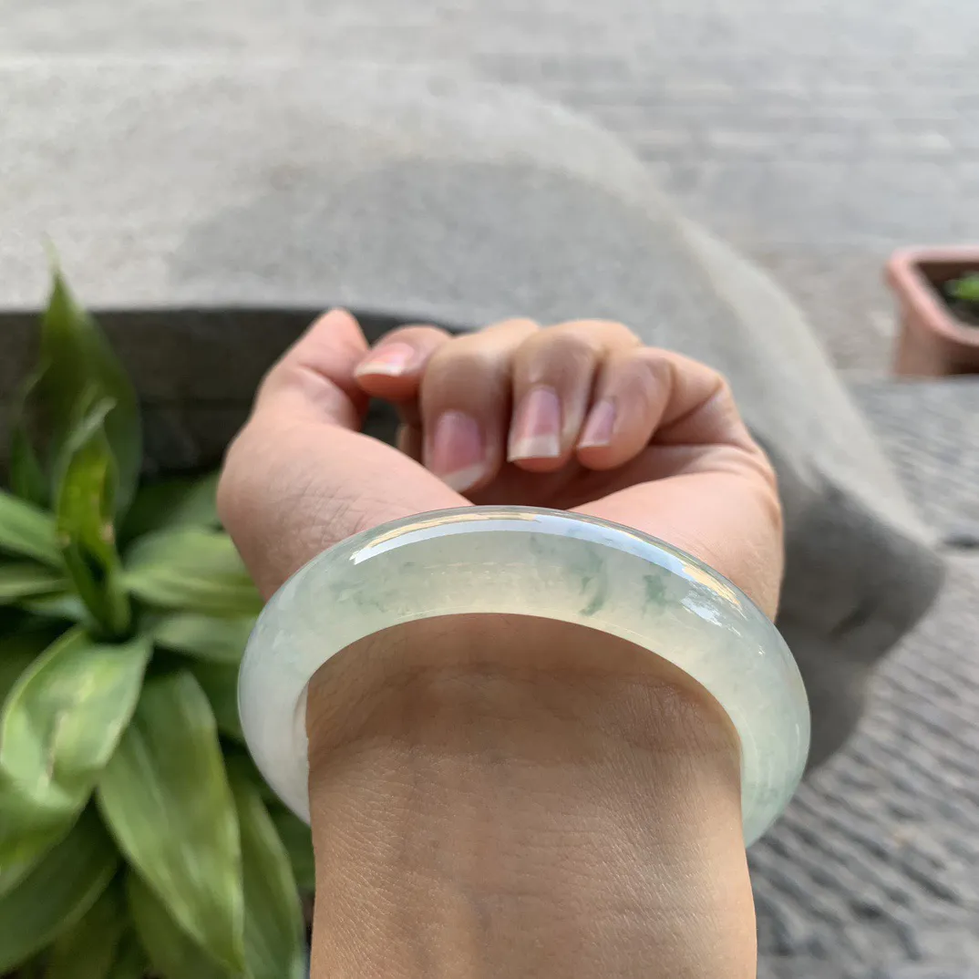 圈口54.3-12.9-8.4 【高冰飘花正圈手镯】正圈54 55可戴