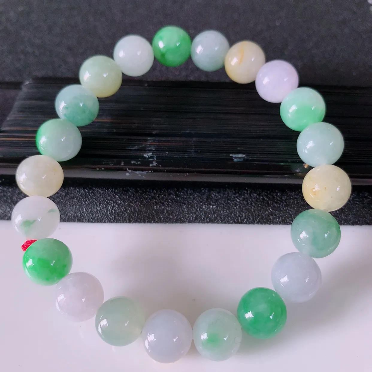 自然光实拍，冰润多宝翡翠手链，多彩翡翠手串，颜色丰富，料子细腻，高档大气，自戴送礼佳品！#46.4取