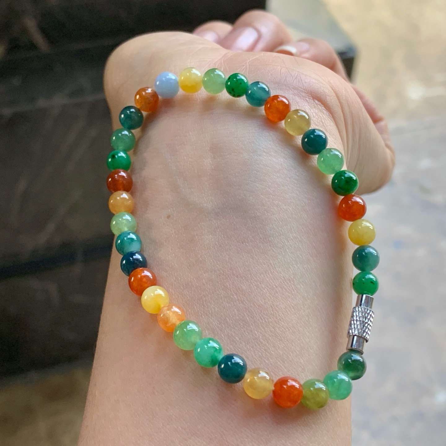 多彩手串^_^鲜艳 浓郁 玉质温润