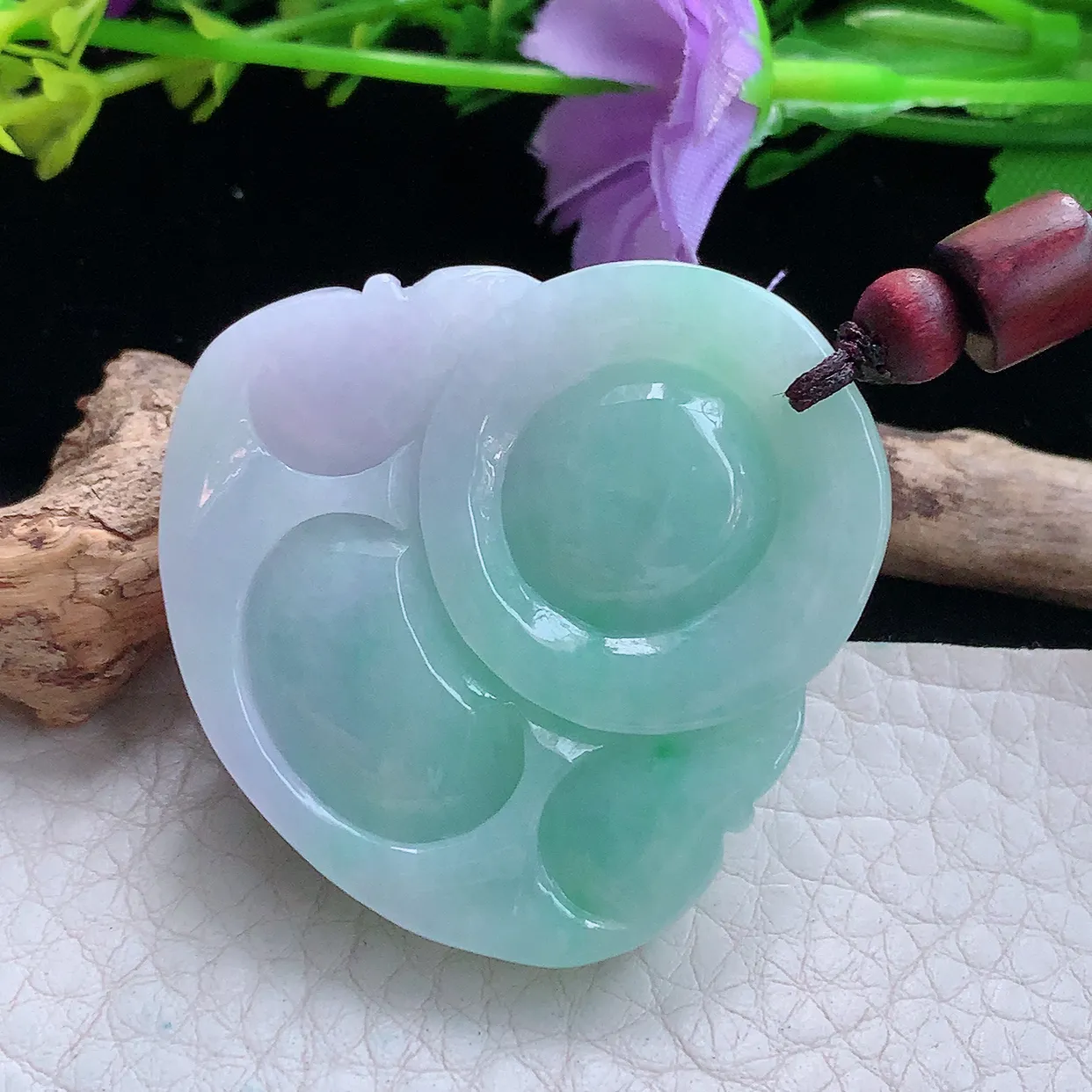 zen实拍41*41*13缅甸翡翠春带彩饱满大佛公 弥勒佛玉挂件 毛衣坠