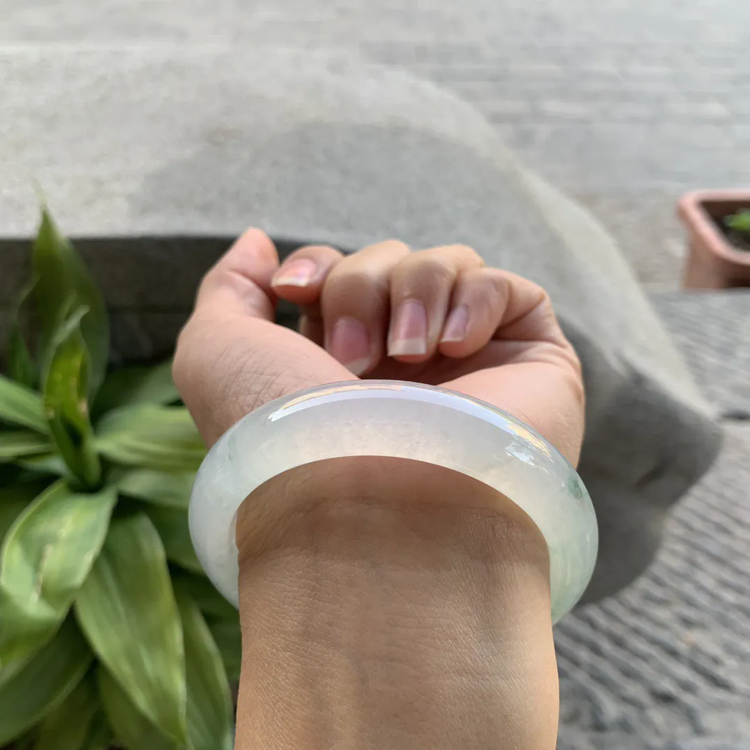 圈口54.3-12.9-8.4 【高冰飘花正圈手镯】正圈54 55可戴