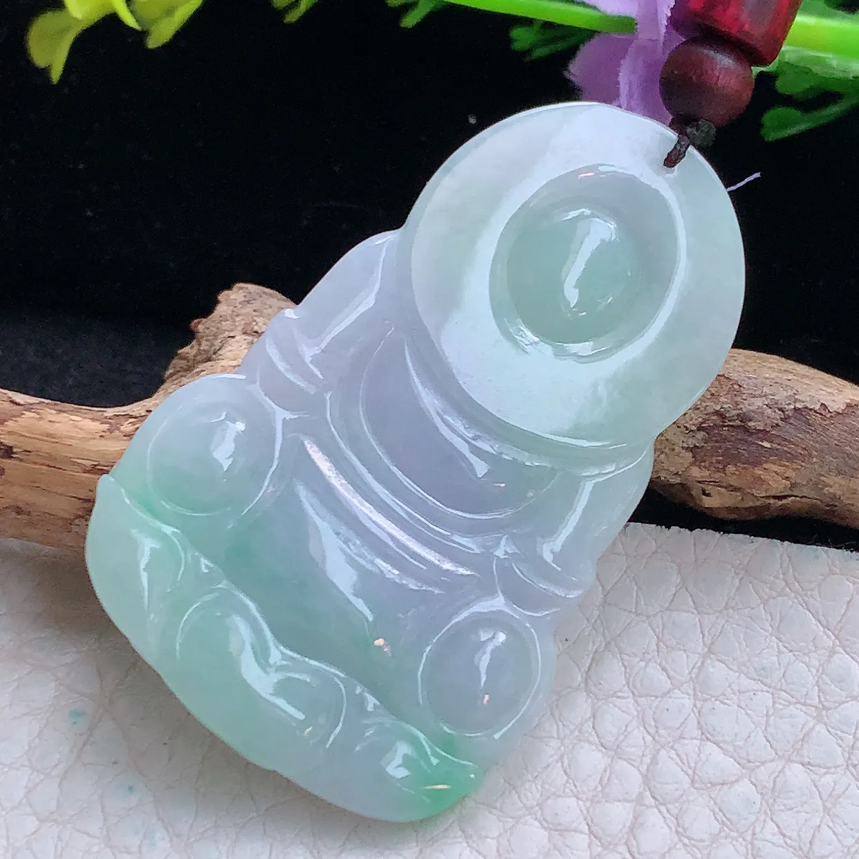 zen实拍51.2*32.3*6缅甸翡翠春带彩正庄观音 玉观音玉挂件 毛衣坠