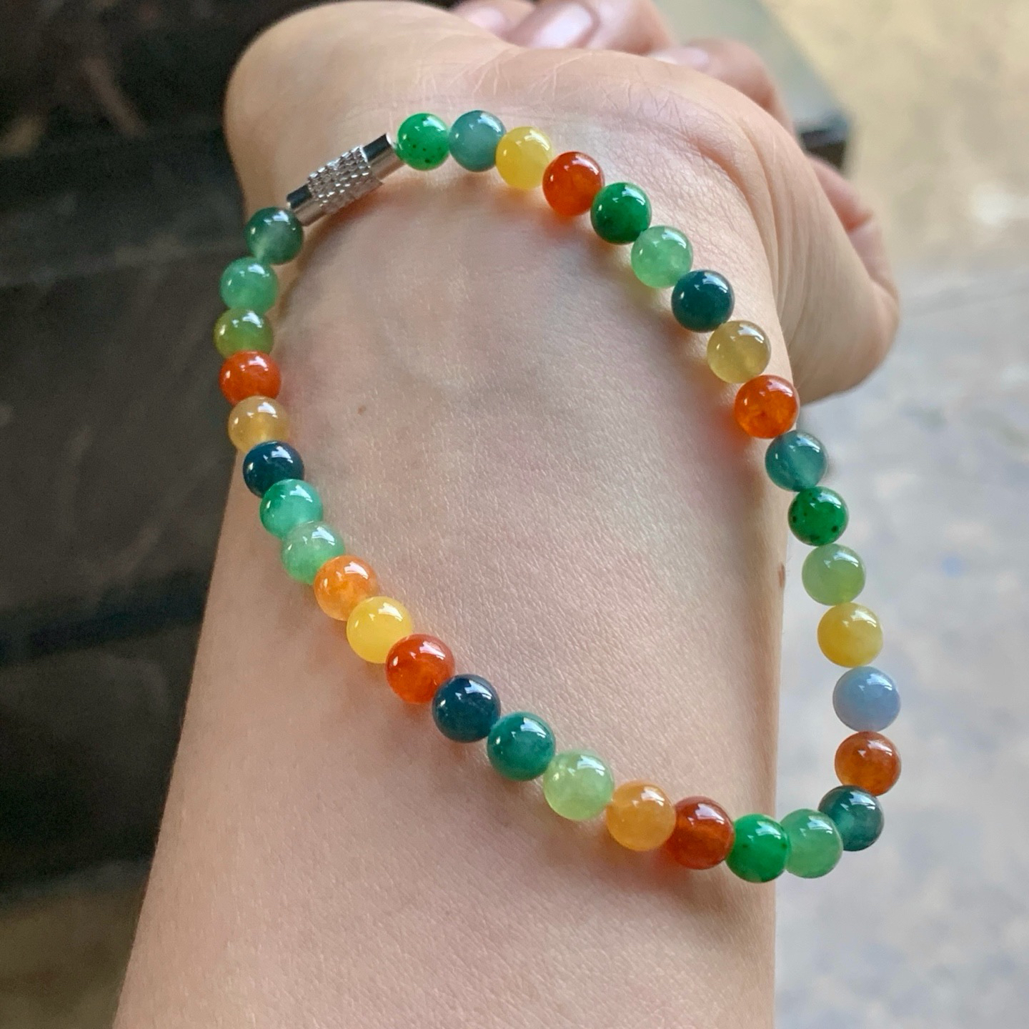 多彩手串^_^鲜艳 浓郁 玉质温润