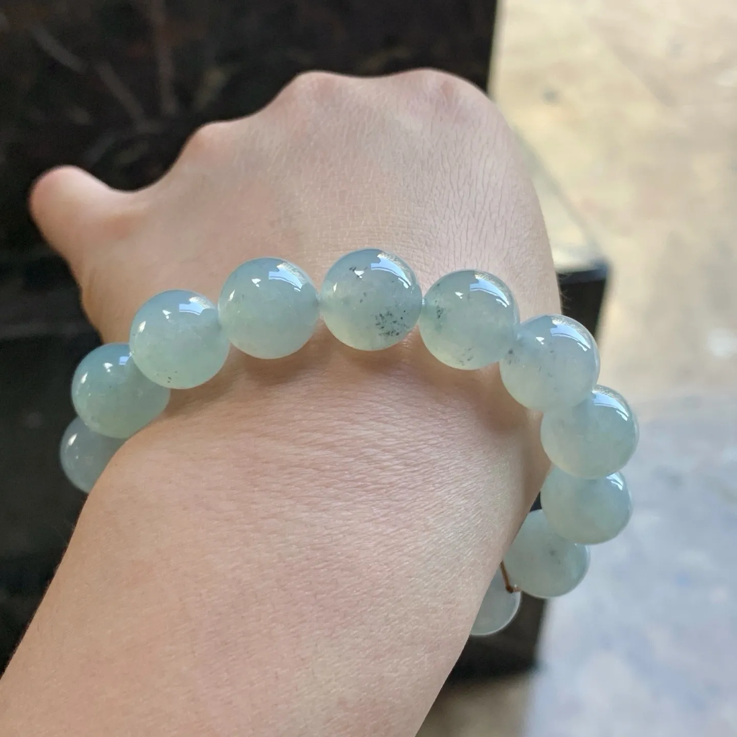 冰种手串^_^大颗 冰透