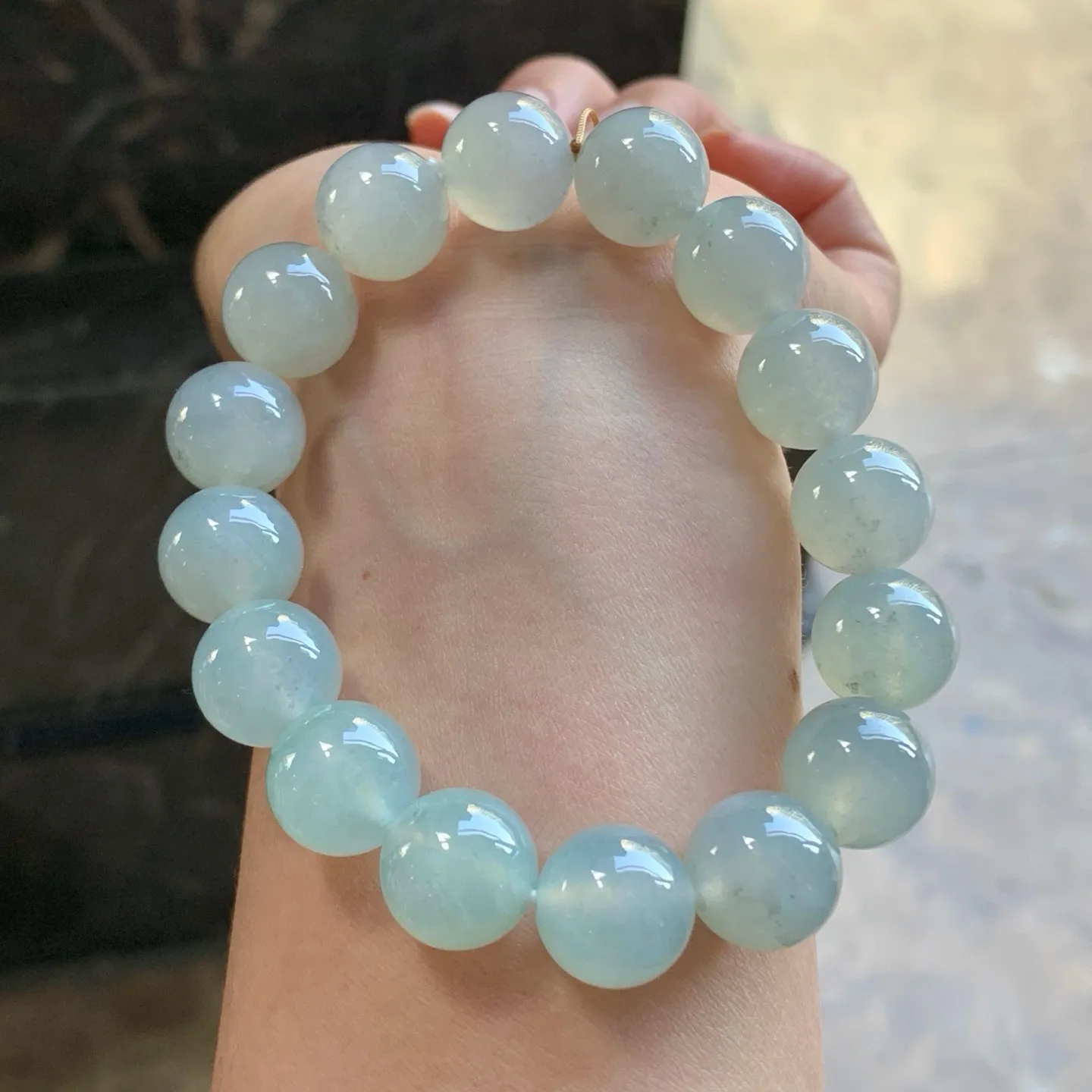 冰种手串^_^大颗 冰透