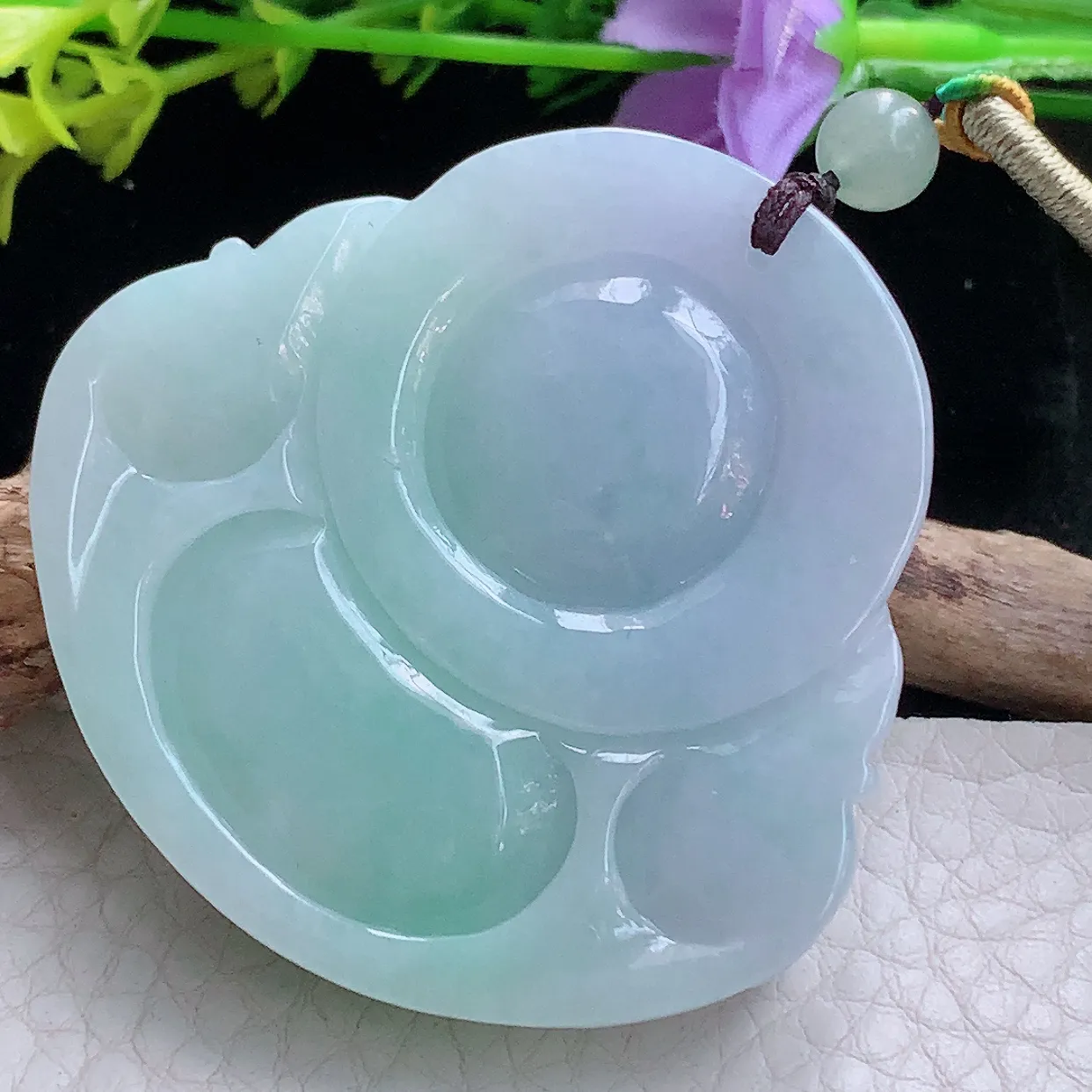 zen实拍48.2*50.2*12.2缅甸翡翠春带彩大佛公 弥勒佛玉挂件 毛衣坠