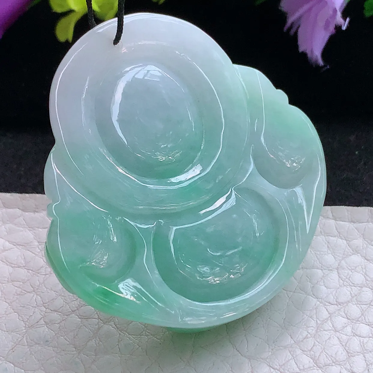 zen实拍47.3*47.8*12.5缅甸翡翠飘绿大佛公 开心佛玉挂件 毛衣坠