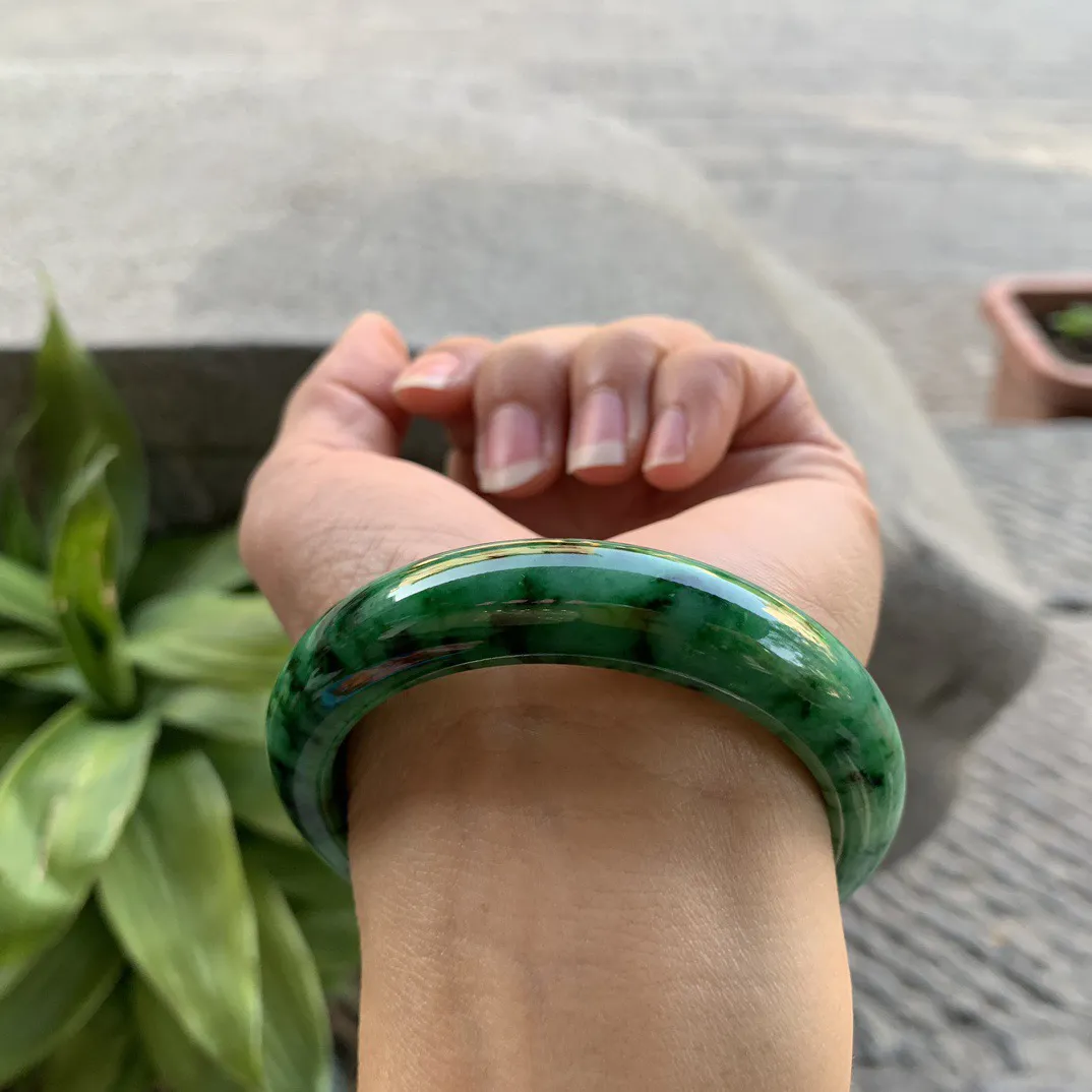 小圈口 53-12.6-8.4【满绿正圈手镯】正圈53 54可戴