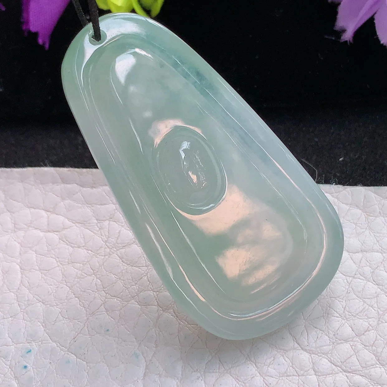 lz实拍51.6*27*8缅甸翡翠精雕冰晴观音首 赐福观音玉项坠 玉挂件